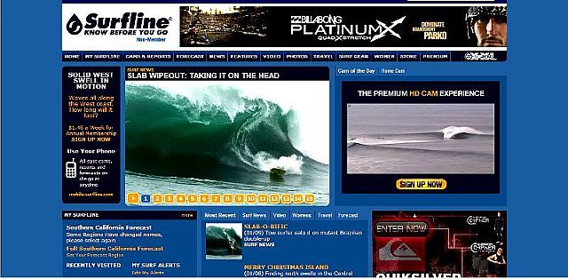 Laje vira capa do SURFLINE.COM