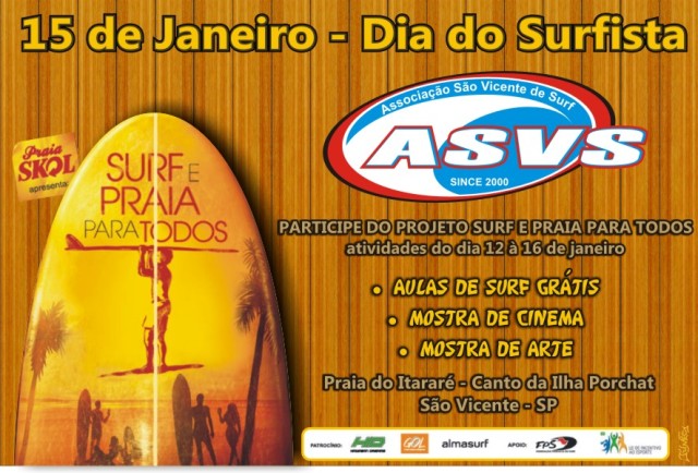 Praia de São Vicente recebe o projeto “Surf e Praia Para Todos” em homenagem ao “Dia do Surfista”