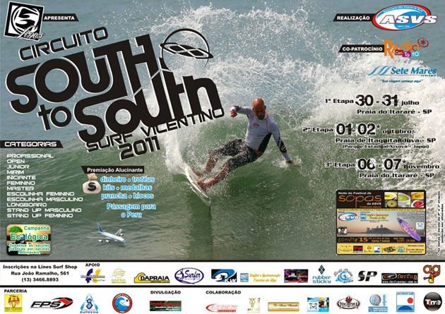 Restam 25&amp;#37; das vagas para a 1ª etapa do South to South de Surf Vicentino 2011