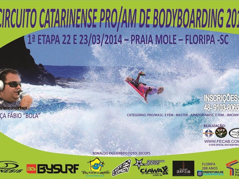 Primeira etapa do Catarinense de Bodyboard em Floripa neste fim de semana