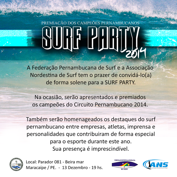 ANS e Federação Pernambucana de Surf apresentam a Surf Party 2014