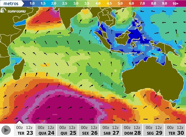 Maior Swell do Ano no Índico Deverá Trazer Ondas de 15 a 20 Metros