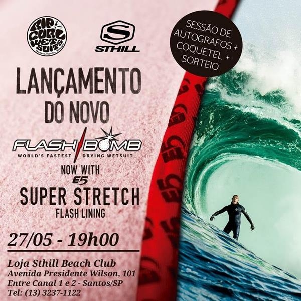 Rip Curl lança nova Flash Bomb E5 hoje na Sthill Beach Club em Santos