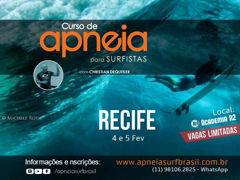 Curso Apneia Surf Brasil chega a Recife em Fevereiro