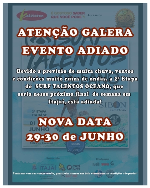 2ª etapa do Surf Talentos em Itajaí adiada