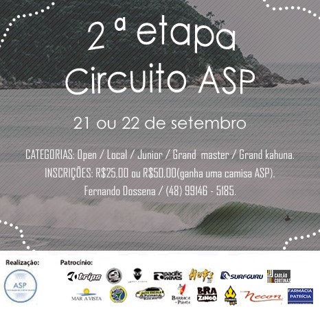 2ª ETAPA DO CIRCUITO ASP  PRAIA DE PALMAS - SC ACONTECE NESSE FINAL DE SEMANA