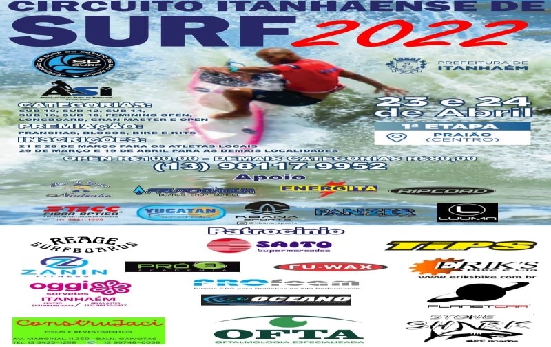 Abertas as inscrições para o Circuito Itanhaense de Surf 2022