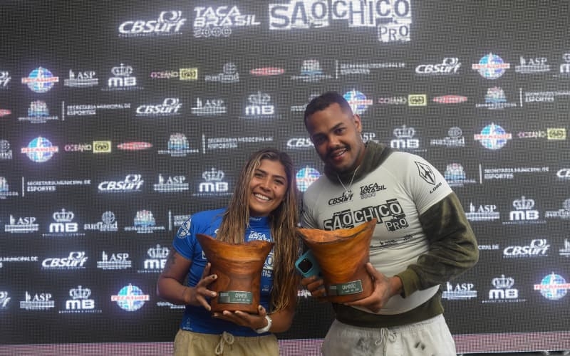 Weslley Dantas e Larissa dos Santos vencem o CBSurf Taça Brasil 5000 São Chico Pro