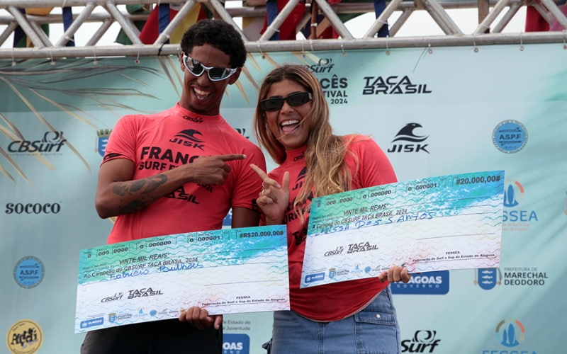 Larissa dos Santos e Fabrício Bulhões são os campeões do CBSurf Francês Surf Festival 2024