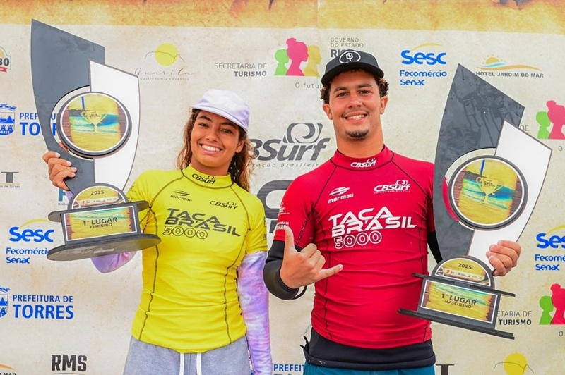 Sol Carrion e Cauet Frazão festejam primeiras vitórias no CBSurf Taça Brasil Torres RS