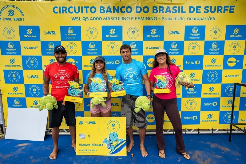 Tainá Hinckel e Jadson André são campeões do Circuito Banco do Brasil de Surfe - Etapa Guarapari 