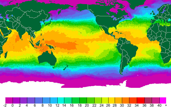 Medição da Temperatura da Superfície do Mar para o mundo