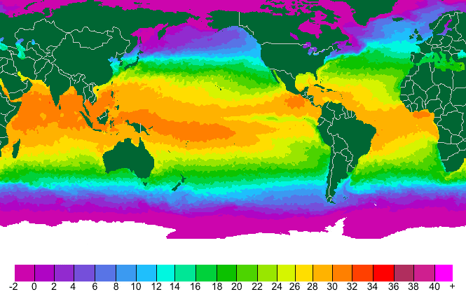 Medição da Temperatura da Superfície do Mar para o mundo